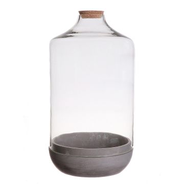 Glas Pflanzen Terrarium ALEXANDAR mit Zementuntersetzer, Korkdeckel, klar, 42cm, Ø23cm Glas Pflanzen Terrarium ALEXANDAR mit Zementuntersetzer, Korkdeckel, klar, 42cm, Ø23cm
