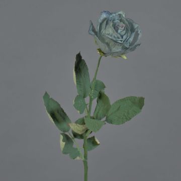 Künstliche Rose FREIDA, Eco Collection, grau-hellblau, 65cm, Ø7cm