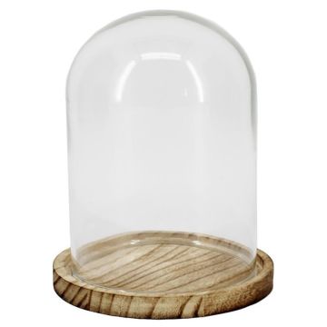 Glashaube DANILLA mit marmoriertem Holzboden, klar, 14,5cm, Ø11,5cm