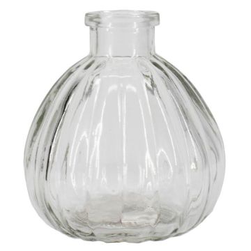 Kleine Glas Flasche GIMENO mit Rillen, klar, 9,5cm, Ø8,5cm