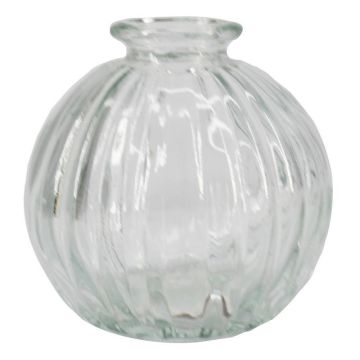 Kleine Glas Dekoflasche KARENAS mit Rillen, klar, 8,2cm, Ø8,5cm