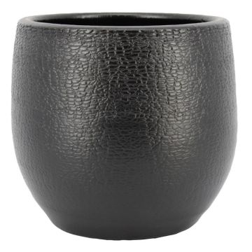 Pflanzentopf Keramik DEIRA mit Maserung, schwarz-matt, 36cm, Ø39cm