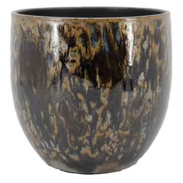 Pflanzgefäß ELIEL aus Keramik, gesprenkelt, braun-blau, 34cm, Ø34cm