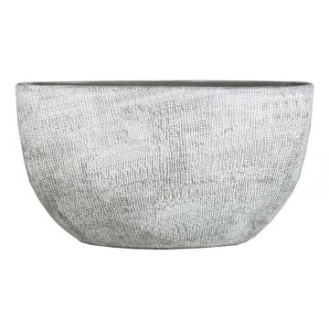 Ovaler Keramiktopf AGAPE mit Maserung, betongrau, 49x20x25cm