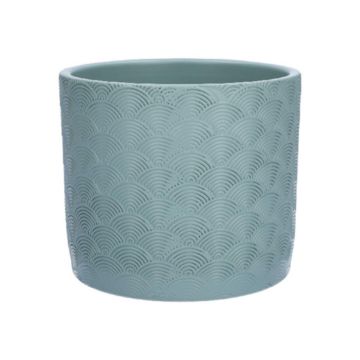 Übertopf FERDINANTA mit Muster, Keramik, hellblau-matt, 13,1cm, Ø15,5cm
