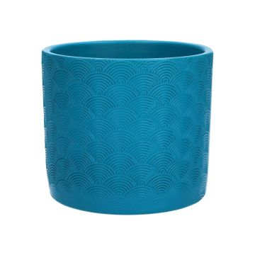 Übertopf FERDINANTA mit Muster, Keramik, türkis-matt, 12,3cm, Ø13,5cm