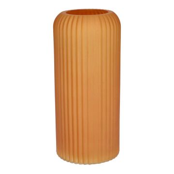 Blumenvase ALBURGIS mit Rillen, Glas, orange-matt, 20cm, Ø8,7cm