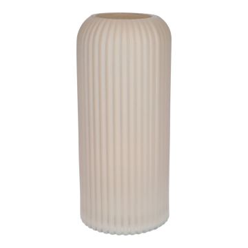 Blumenvase ALBURGIS mit Rillen, Glas, creme-matt, 25cm, Ø10cm