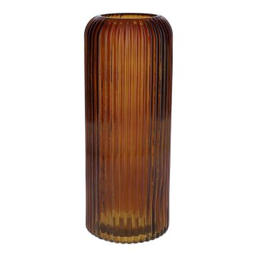 Blumenvase ALBURGIS mit Rillen, Glas, orange-braun-klar, 25cm, Ø10cm Blumenvase ALBURGIS mit Rillen, Glas, orange-braun-klar, 25cm, Ø10cm