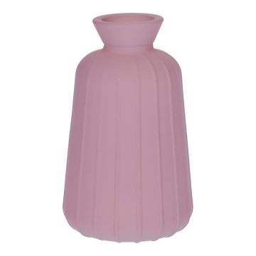 Deko Glasflasche TATIANA mit Rillen, mauve-matt, 11cm, Ø6,5cm