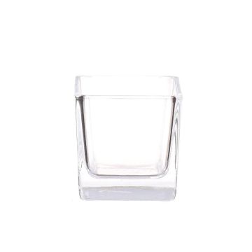 Teelichthalter KIM AIR aus Glas, transparent, 6x6x6cm