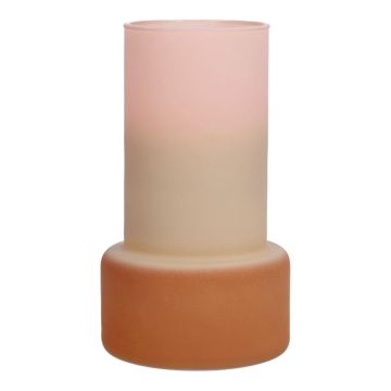 Glasvase NULAILA, rosa-beige-braun-matt, 17cm, Ø10cm