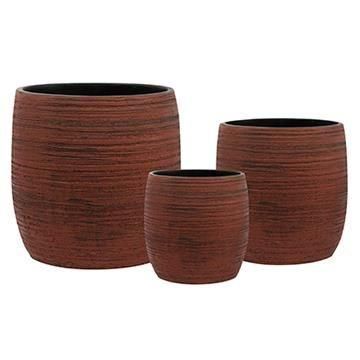 Polystone Blumentopf KOKOLI, 3 Stück, Maserung, outdoor, rubinrot, 35x35cm, 45x45cm, 55x55cm Polystone Blumentopf KOKOLI, 3 Stück, Maserung, outdoor, rubinrot, 35x35cm, 45x45cm, 55x55cm