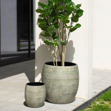 Polystone Blumentopf JARDEL, 3 Stück, Maserung, outdoor, erdegrau, 30x30cm, 42x42cm, 55x55cm Polystone Blumentopf JARDEL, 3 Stück, Maserung, outdoor, erdegrau, 30x30cm, 42x42cm, 55x55cm