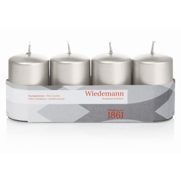 Adventskerzen JENARO, 4 Stück, silber, 8cm, Ø5cm, 18h - Made in Germany