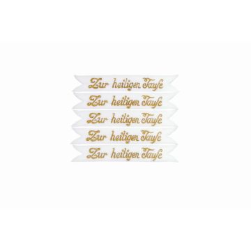 Wachsschriftzug Zur heiligen Taufe CHARDA, gold, 9x5,5cm Wachsschriftzug Zur heiligen Taufe CHARDA, gold, 9x5,5cm
