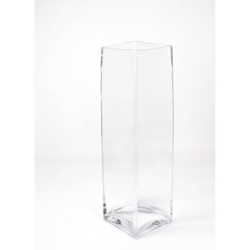 Eckige Blumenvase JACK EARTH aus Glas, klar, 14x14x49cm