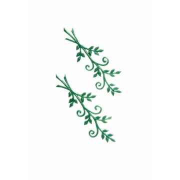 Wachsornament Zweige WITALINA, 2 Stück, dunkelgrün, 8x3cm
