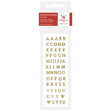 Wachsverzierung Buchstaben JOSETTA für Kerzen, Großbuchstaben, Handarbeit, 61 Stück, gold, 8mm Wachsverzierung Buchstaben JOSETTA für Kerzen, Großbuchstaben, Handarbeit, 61 Stück, gold, 8mm