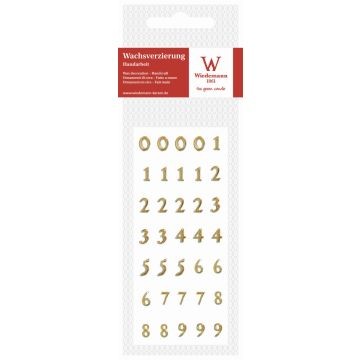 Wachsverzierung Zahlen JOSETTA für Kerzen, Handarbeit, 35 Stück, gold, 8mm Wachsverzierung Zahlen JOSETTA für Kerzen, Handarbeit, 35 Stück, gold, 8mm