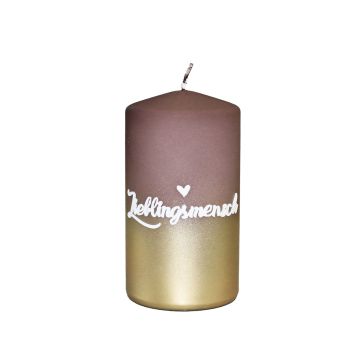 Spruchkerze JARDENA, Lieblingsmensch, braun-gold, 13cm, Ø7cm, 52h