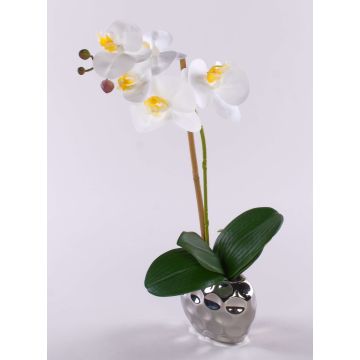 Kunstblume Phalaenopsis Orchidee EMILIA, Keramiktopf, weiß, 45cm