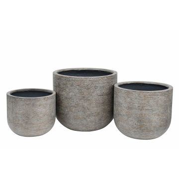 Ficonstone Blumentopf SELLAVI, 3 Stück, Maserung, outdoor, braun-grau, 36x42cm, 44x50cm, 52x60cm Ficonstone Blumentopf SELLAVI, 3 Stück, Maserung, outdoor, braun-grau, 36x42cm, 44x50cm, 52x60cm