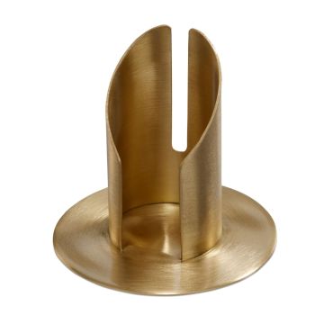 Kerzenständer Messing CONSTANCE, für Kerzen ca. Ø4cm, matt gebürstet, gold, 8cm, Ø9cm