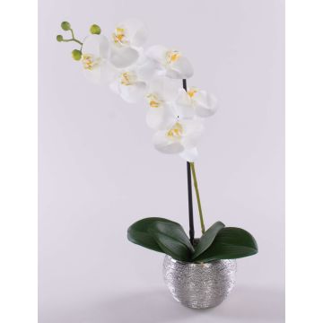 Kunstblume Phalaenopsis Orchidee EMILIA, Dekotopf, weiß, 45cm