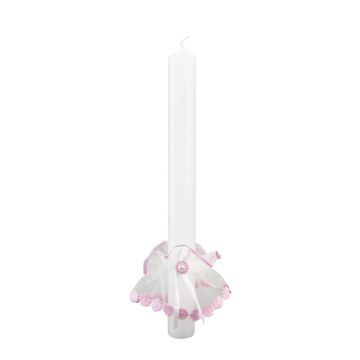 Kerzenröckchen CHASSIDY aus Tüll, weiß-rosa, 11cm, Ø5cm