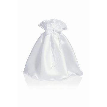 Kerzenröckchen MATHYLDA aus Satin, weiß, 21cm, Ø4cm