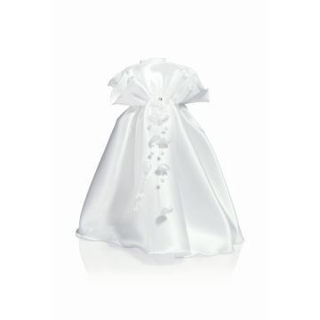 Kerzenröckchen CLAUDINE aus Satin, weiß, 21cm, Ø4cm