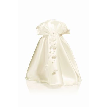 Kerzenröckchen CLAUDINE aus Satin, creme, 21cm, Ø4cm