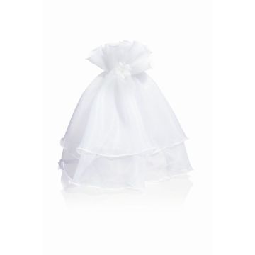 Kerzenröckchen LILLIBETH aus Organza, weiß, 20cm, Ø4cm