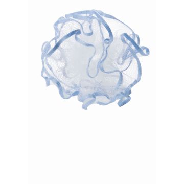 Kerzentropfschutz MATILLDA aus Tüll mit Band, weiß-blau, 8cm, Ø5cm