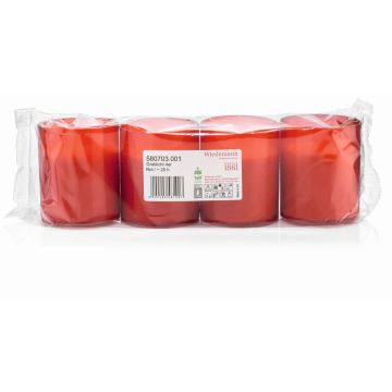 Grablicht JESENIA, 4 Stück, rot-weiß, 5,9cm, Ø5cm, 25h