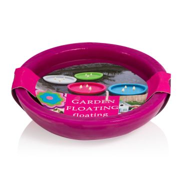 Outdoor Schwimmkerze NEREA, 3-Docht, pink, 4,5cm, Ø15,8cm, 5,5h