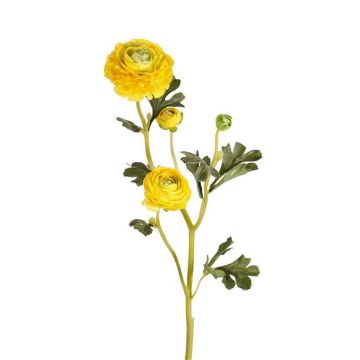 Textilzweig Ranunkel NOEMIE, gelb, 65cm, Ø4-8cm