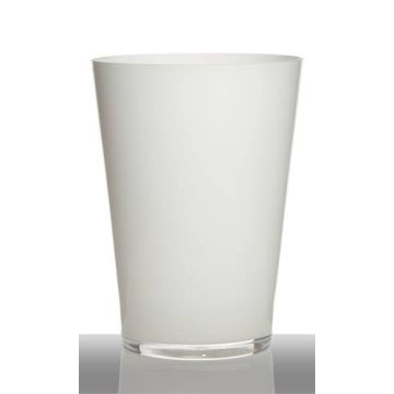 Konische Blumenvase ANNA EARTH aus Glas, weiß, 30cm, Ø22cm