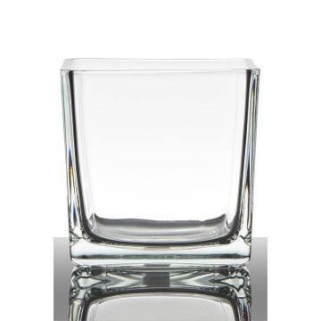 Glas Übertopf KIM EARTH, klar, 14x14x14cm