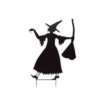 Halloween Dekofigur Silhouette Hexe SPOOKY WITCH, Metall, schwarz, 140cm