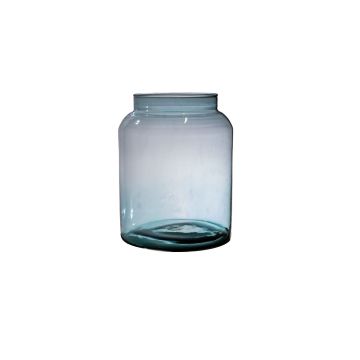 Vase MARTITA aus Glas, recycelt, blau-klar, 25cm, Ø19cm