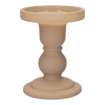 Kerzenständer Stumpenkerze KLEOFINA aus Glas, mit Fuß, beige-matt, 11cm, Ø8,5cm Kerzenständer Stumpenkerze KLEOFINA aus Glas, mit Fuß, beige-matt, 11cm, Ø8,5cm
