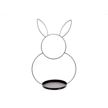 Metallring Hase FLIPPY mit Tablett als Fuß, schwarz, 65cm, Ø43cm