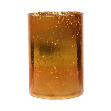 Glas Tischvase RIGOBERTO, Mitte gold, orange-braun-klar, 15cm, Ø10cm