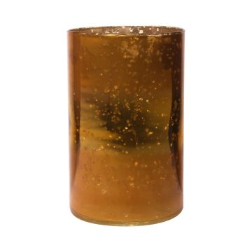Glas Tischvase RIGOBERTO, Mitte gold, orange-braun-klar, 20cm, Ø12,5cm