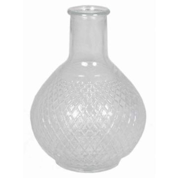 Glasflasche DONKA, Rautenmuster, klar, 18,5cm, Ø13,5cm