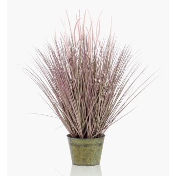 Kunstgras Lampenputzergras OVIDIO, Rispen, Zinktopf, rosa-grün, 100cm