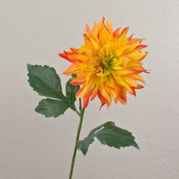Dahlie künstlich CINTHIA, orange-gelb, 60cm, Ø16cm