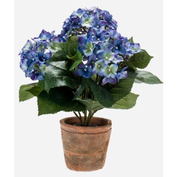 Künstliche Hortensie LAIDA im Terracottatopf, blau, 35cm